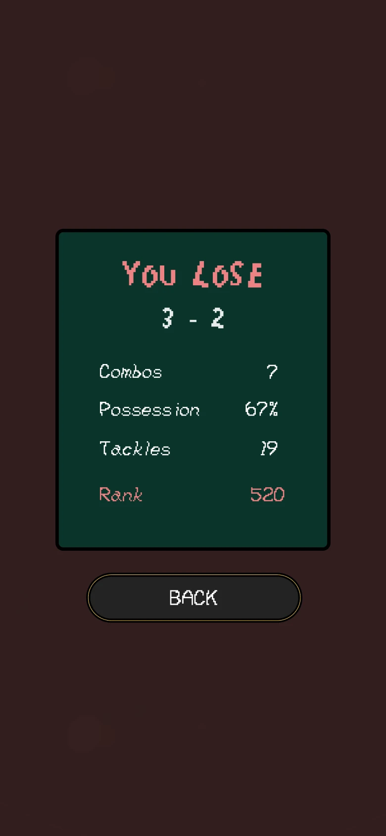 Ballkick defeat screen