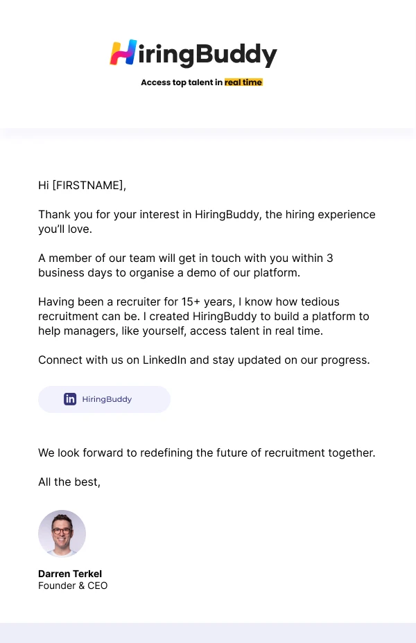 Hiring Buddy client introduction email