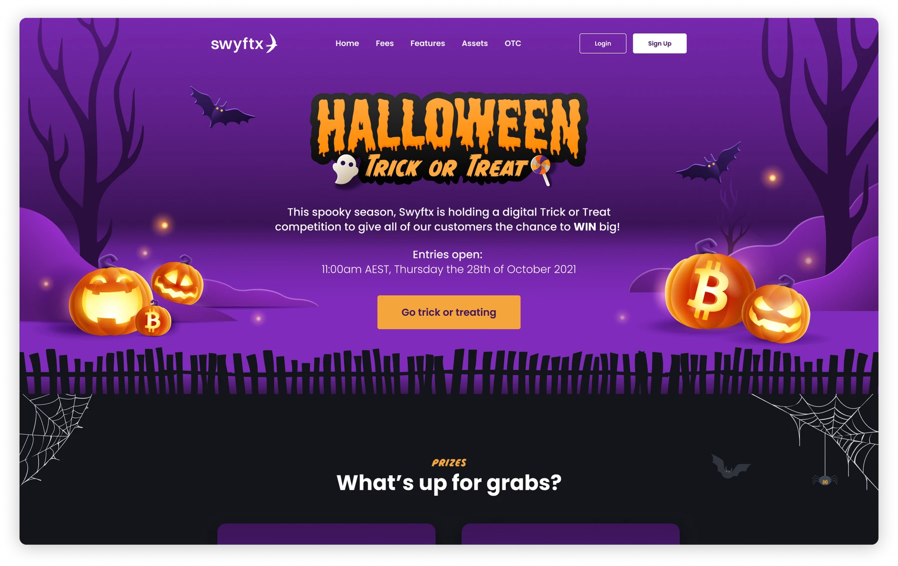 Swyftx Halloween competition landing page